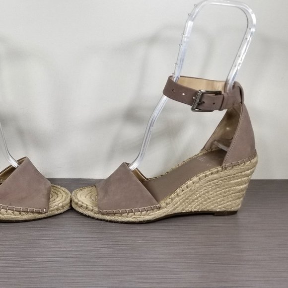 Vince Camuto Leera Espadrille Wedge Sandal Taupe Leather, Womens Size 6.5 M / 37 - Picture 7 of 10